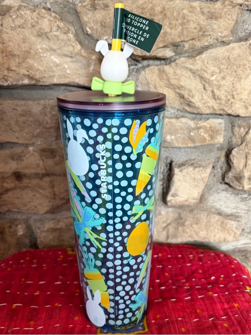 STARBUCKS KITCHEN 2025 EASTER TUMBLER WITH BUNNY STRAW TOPPER 24oz / 710ML NWT